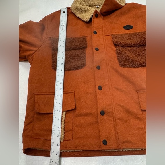 Kimes Ranch‎ Sherpa Suede Jacket M Rust Brown Faux Suede Fit Chore Barn Jacket - Picture 7 of 8